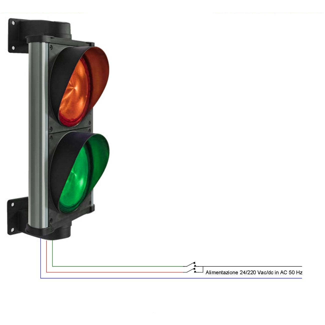 SEMAFORO ROSSO VERDE 24 LED Ø VETRO 141 mm 24/220V IP&& Securvera SV-SBLSBLRVRA