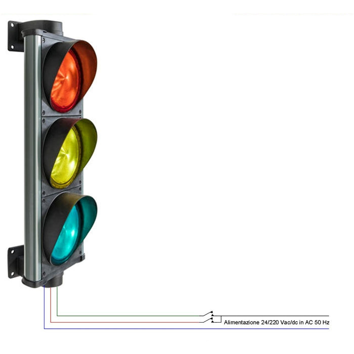 SEMAFORO ROSSO GIALLO VERDE 24 LED Ø 141 mm 24/220V IP66 Securvera SV-SLTSTLRVRC