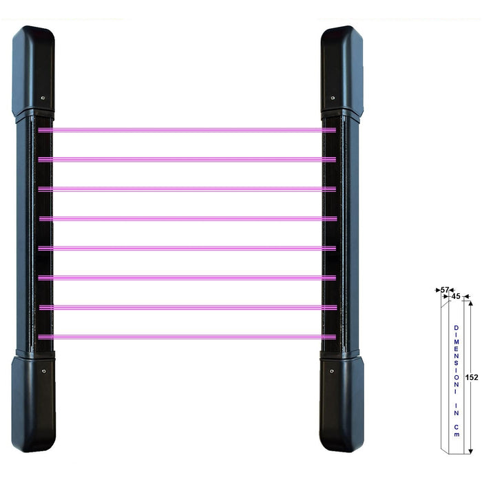 SENSORE DI ALLARME 8 DOPPI FASCI IR BARRIERA ESTERNA Securvera SD-BOEBETDFTD
