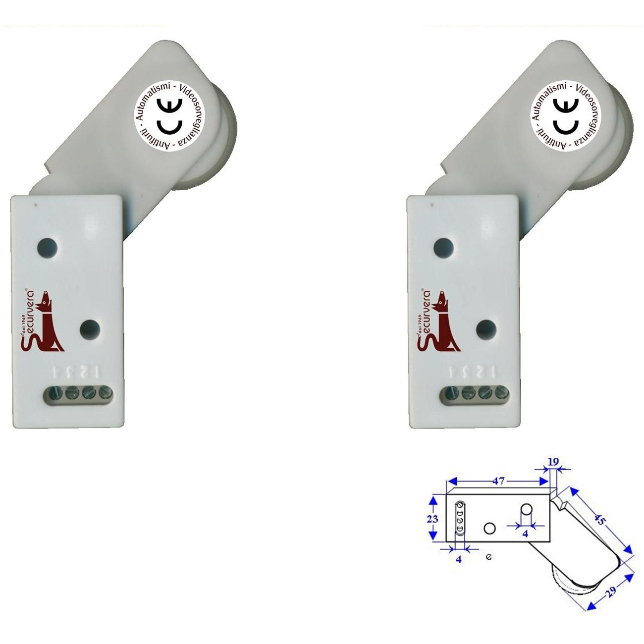 2 ROTELLI CONTATTI ALLARME A PASSAGGIO Securvera SE-RCBDRCVAPE
