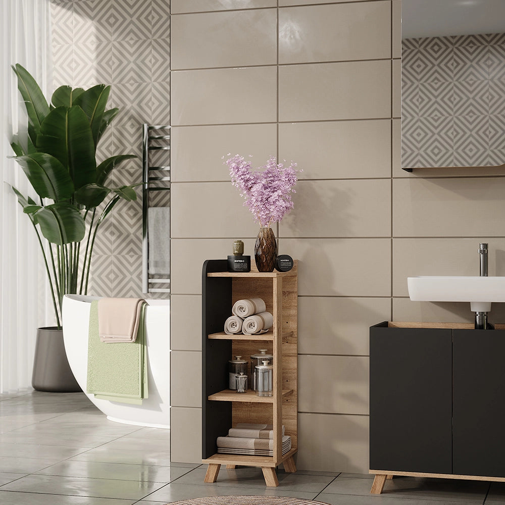 Vicco Mobiletto midi Sonoma/antracite 30 x 90 cm con 4 ripiani