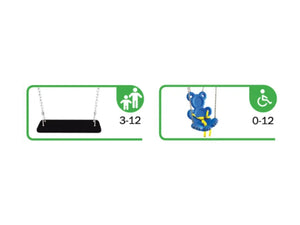 Altalena Florida 2 Posti 859 legno 9x9cm trave acciaio 10x5cm EN 1176 Giochipark - Piano/orsetto