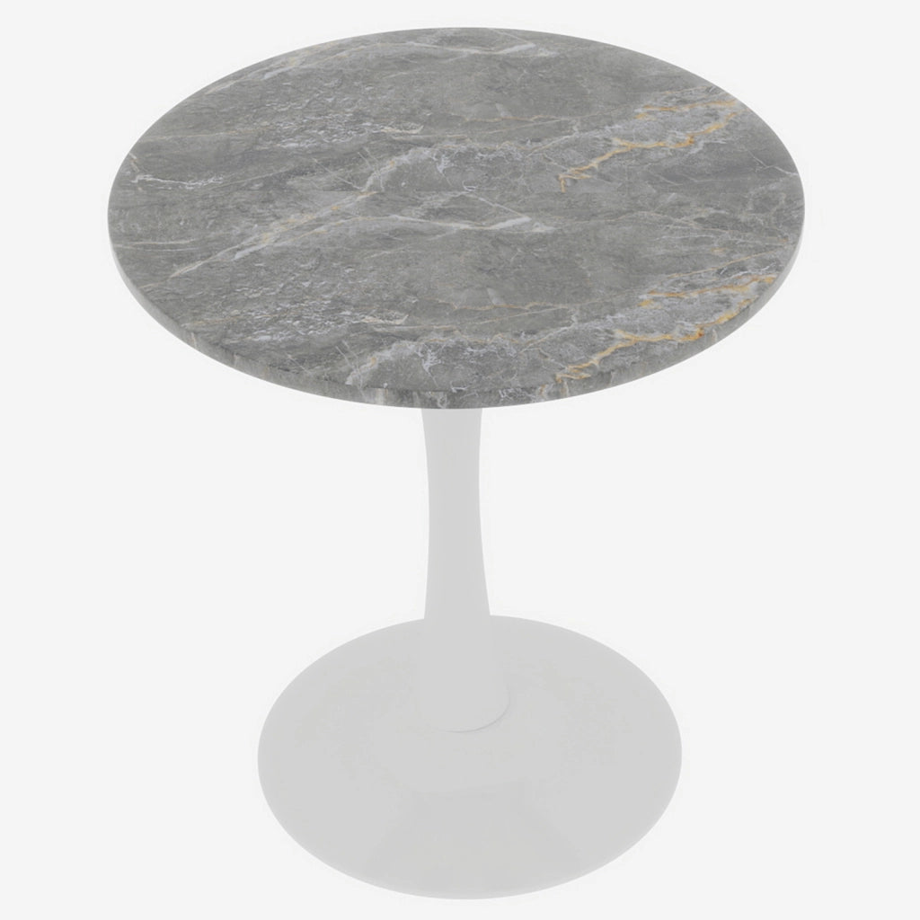 Tavolino basso fisso con piano in marmo artificiale stile moderno bianco antico e grigio 77.5 × 77.5 × 15.5 cm