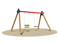 Altalena Florida 2 Posti 859 legno 9x9cm trave acciaio 10x5cm EN 1176 Giochipark - Piano/orsetto