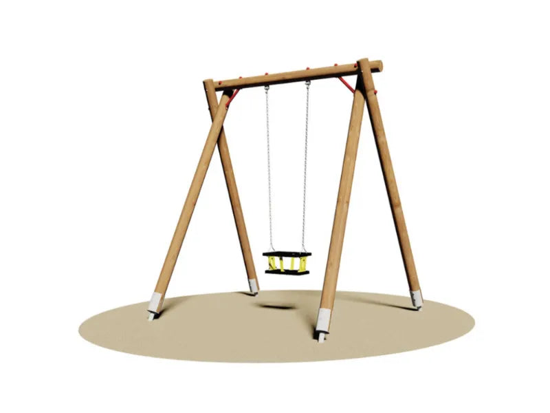 Altalena California 1 posto 502 Giochipark in legno A~12 cm con sedile antiurto - Gabbia