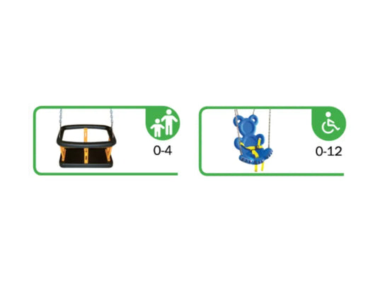Altalena California 2 posti 506 Giochipark in legno H 275cm area impatto 26 mq - Gabbia/orsetto