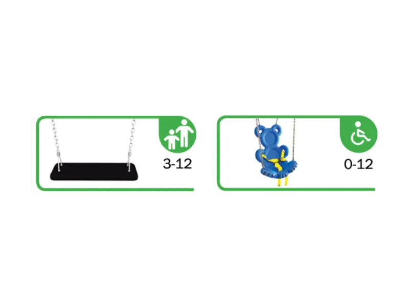 Altalena California 2 posti 506 Giochipark in legno H 275cm area impatto 26 mq - Piano/orsetto