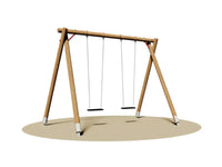 Altalena California 2 posti 506 Giochipark in legno H 275cm area impatto 26 mq - Gabbia/orsetto