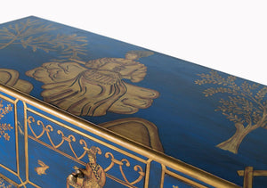 Credenza con 9 cassetti dipinti a mano e dettagli dorati