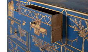 Credenza con 9 cassetti dipinti a mano e dettagli dorati