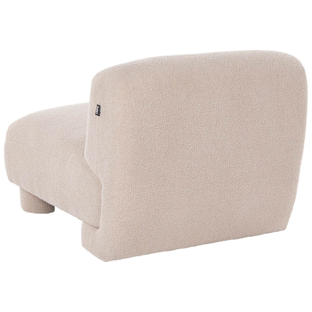 Set da salotto 4 posti con pouf, modulare dal profilo ribassato in stile organico e curvo beige