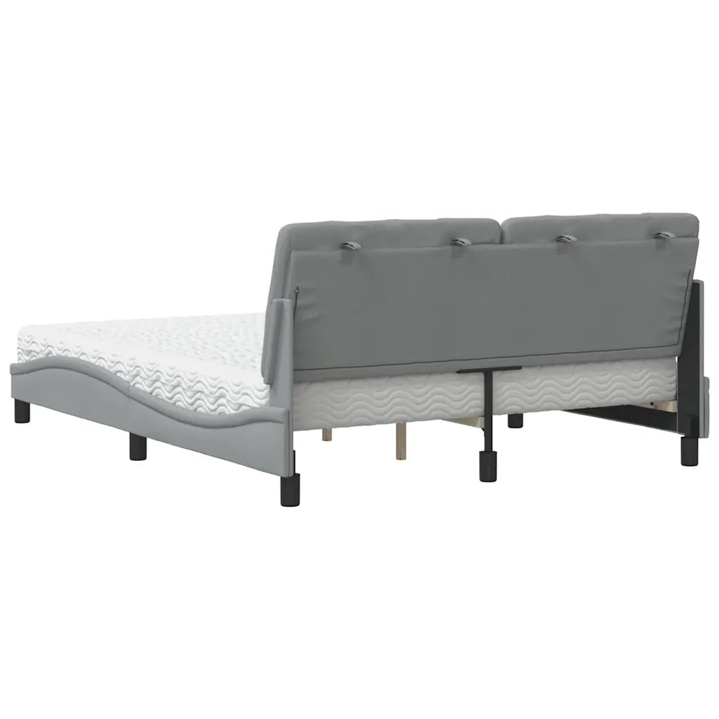 Letto con Materasso Grigio Chiaro160x200 cm Tessuto