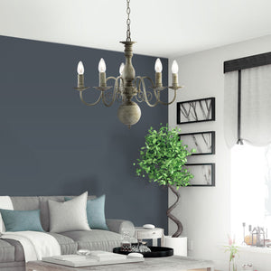 Lampadario Contemporaneo Greythorne Acciaio Grigio 5 Luci E14