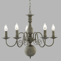 Lampadario Contemporaneo Greythorne Acciaio Grigio 5 Luci E14