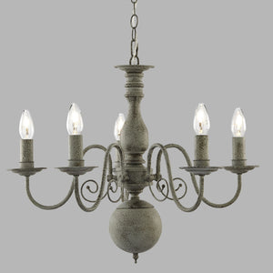 Lampadario Contemporaneo Greythorne Acciaio Grigio 5 Luci E14