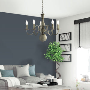 Lampadario Contemporaneo Greythorne Acciaio Grigio 5 Luci E14