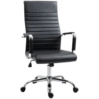Sedia da Ufficio Ergonomica, Poltrona Direzionale con Funzione Dondolo, Sedia Girevole Regolabile in Altezza, Imbottita, Ecopelle, 54 x 62 x 104-114 cm, Nero