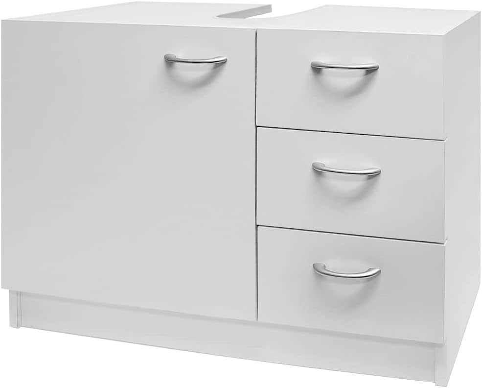 ® Armadietto Sottolavabo 63X54x30 Ripiano con Anta 3 cassetti Mobile da Bagno a Terra Mobiletto Sottolavandino