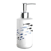 Trade Shop - Dispenser Porta Sapone Liquido In Ceramica Con Pesciolini Accessorio Bagno 69875 -