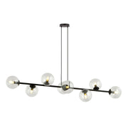 Lampadario Contemporaneo 8 Luci Durga In Acciaio Nero E Sfere Vetro Trasparente