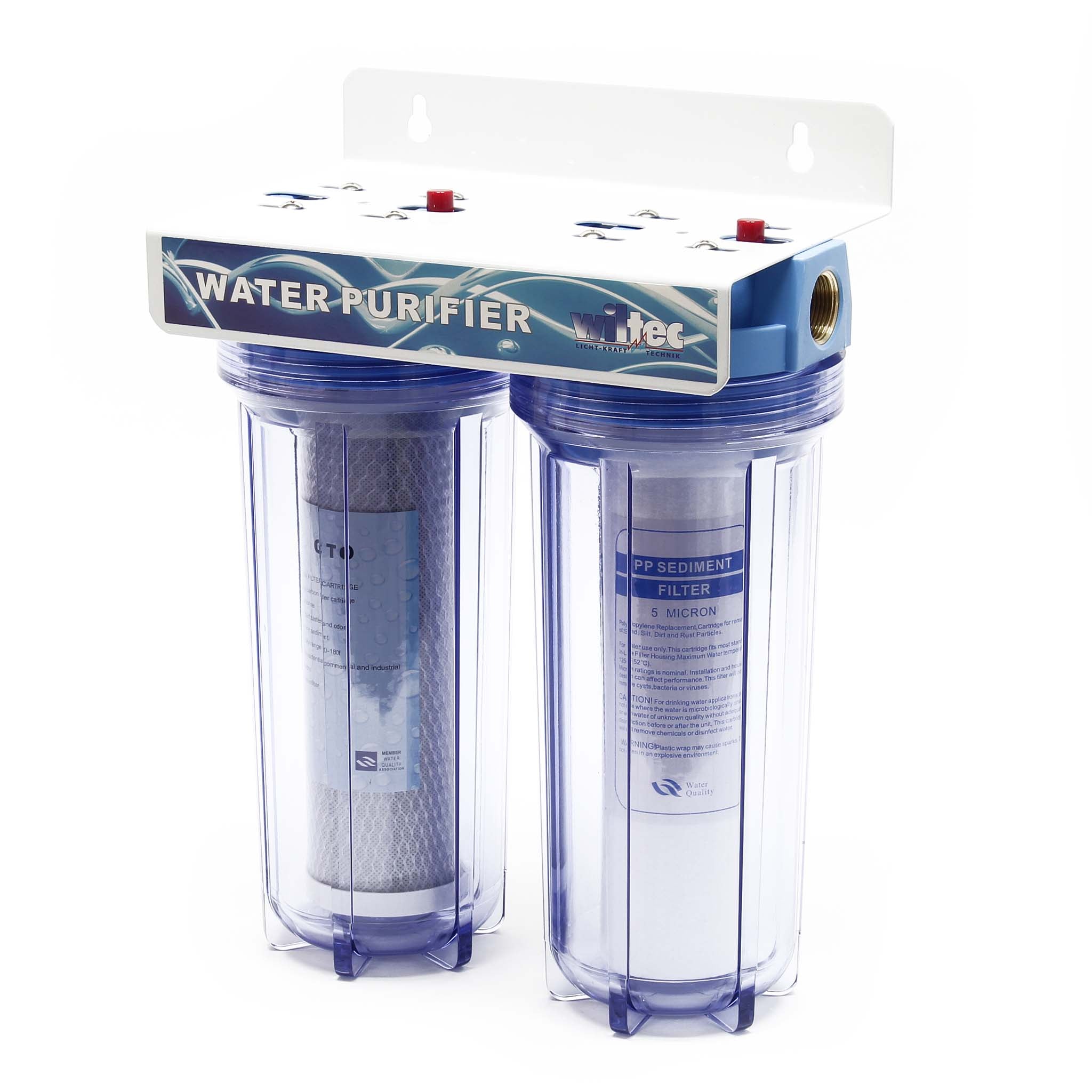 Naturewater Filtro dell'acqua a 2 livelli NW-PR102, con cartucce filtranti da 254 mm, attacco tubo 26,16 mm