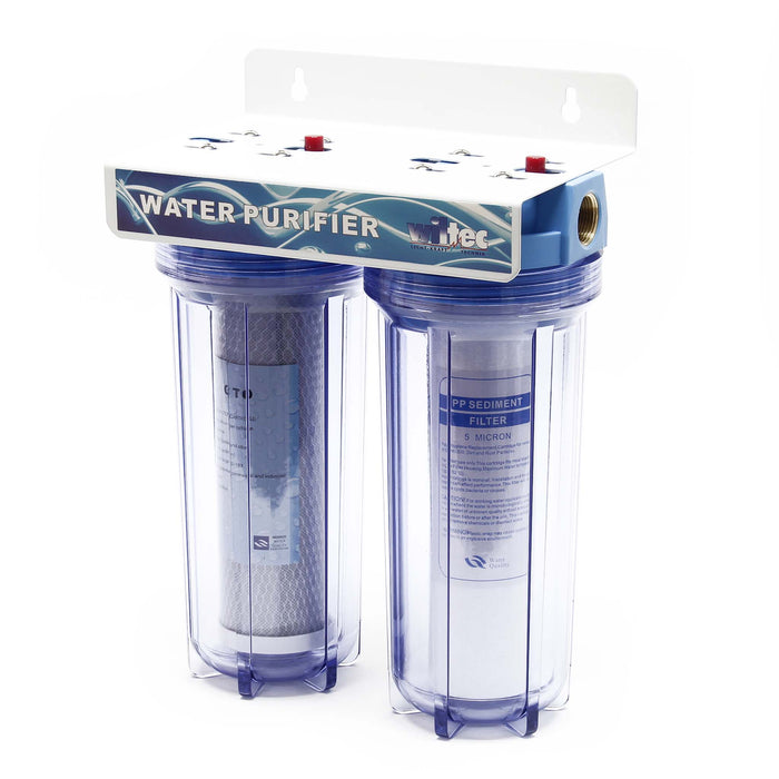 Naturewater Filtro dell'acqua a 2 livelli NW-PR102, con cartucce filtranti da 254 mm, attacco tubo 26,16 mm
