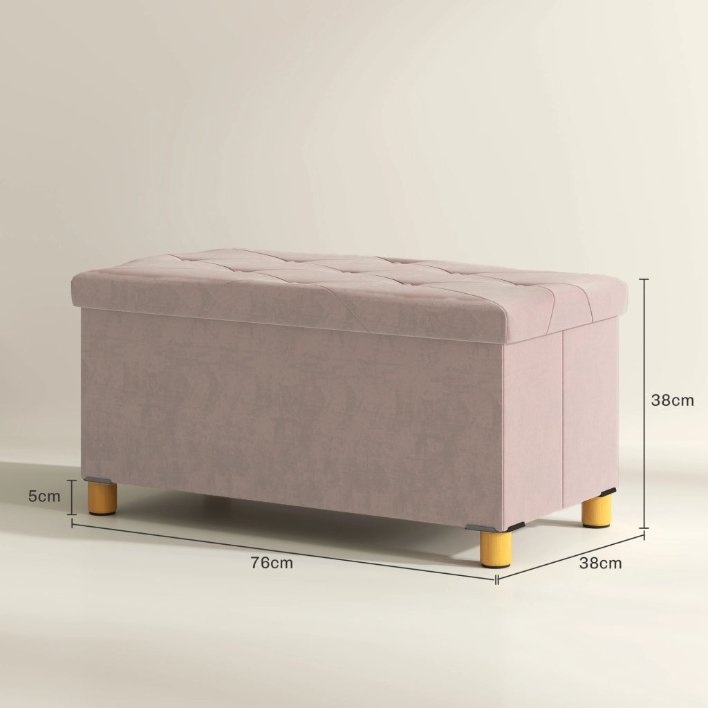 Divano letto imbottito 2 posti ¨C zephmum ¨C rosa, velluto, 76x38x38 cm
