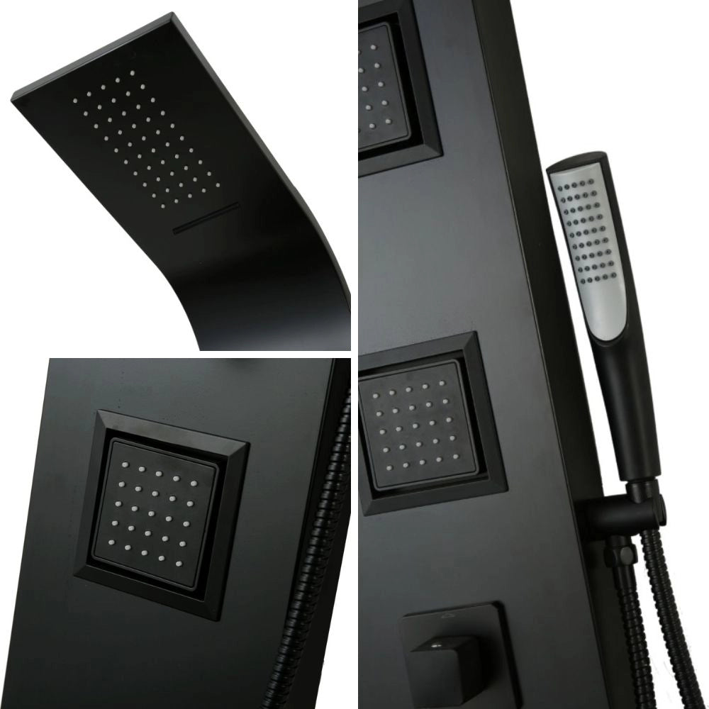 Colonna doccia night nero opaco 3 getti idro lombari e cascata h140xl20 *** confezione 1