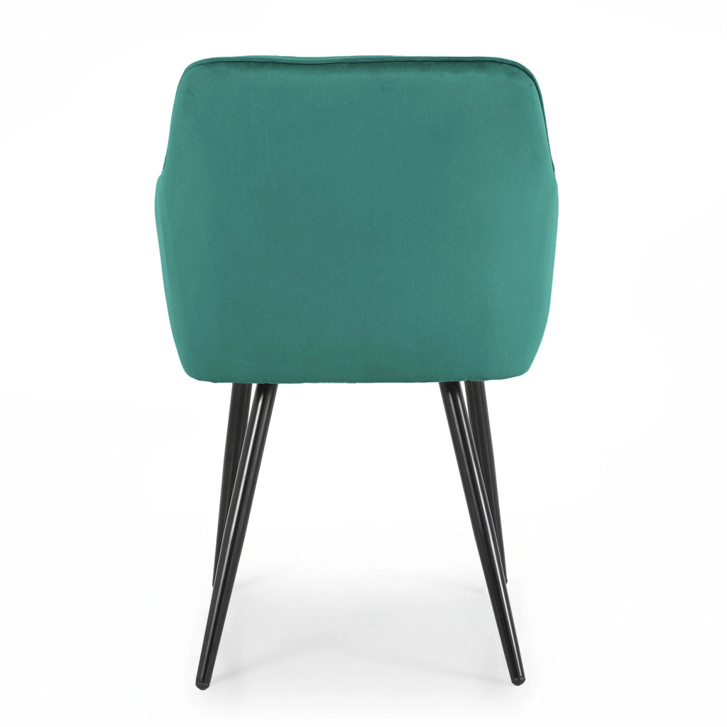 Set di 4 Sedie in velluto trapuntato DIAMANTE Verde Bottiglia gambe nere