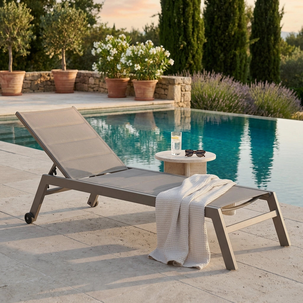 Lettino prendisole da Giardino in Alluminio Textilene cm 198x61x95 - DAVID