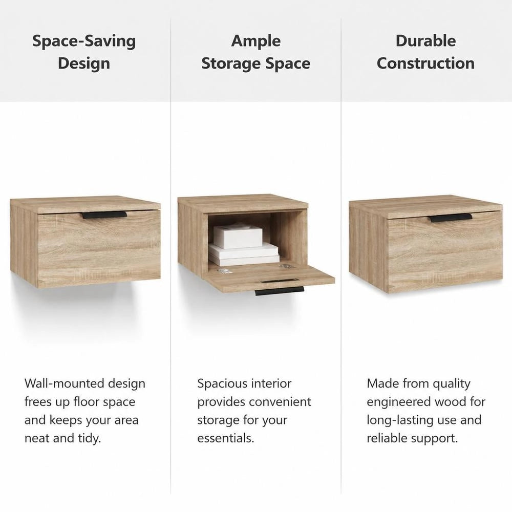 Wall-mounted Bedside Table Sonoma Oak 34x30x20 Cm