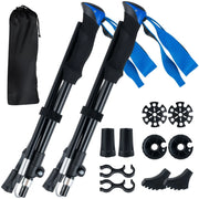 Set di 2 bastoncini da trekking pieghevoli leggeri da 115-130 cm con meccanismo di bloccaggio ergonomico a sgancio rapido per escursioni alluminio blu 20_0016095
