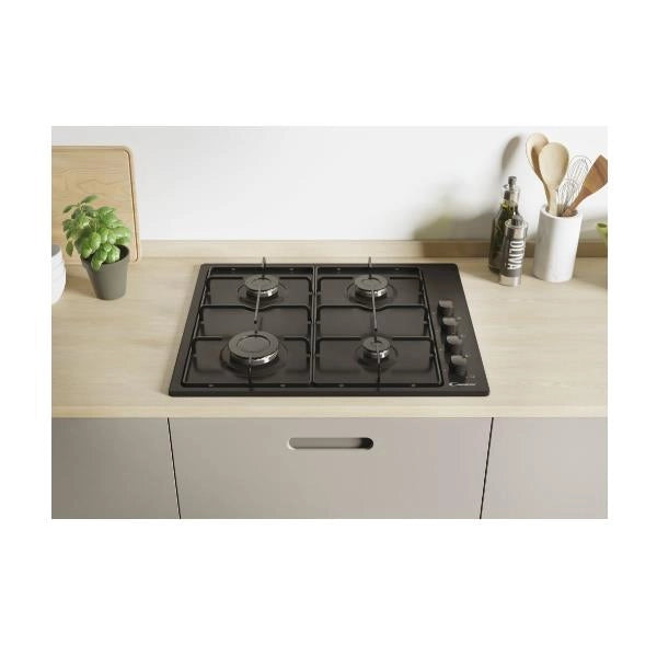 Piano Cottura Candy CHW6LBB 4 Fuochi (L59,5xP51) Pannello Comandi Laterale Nero