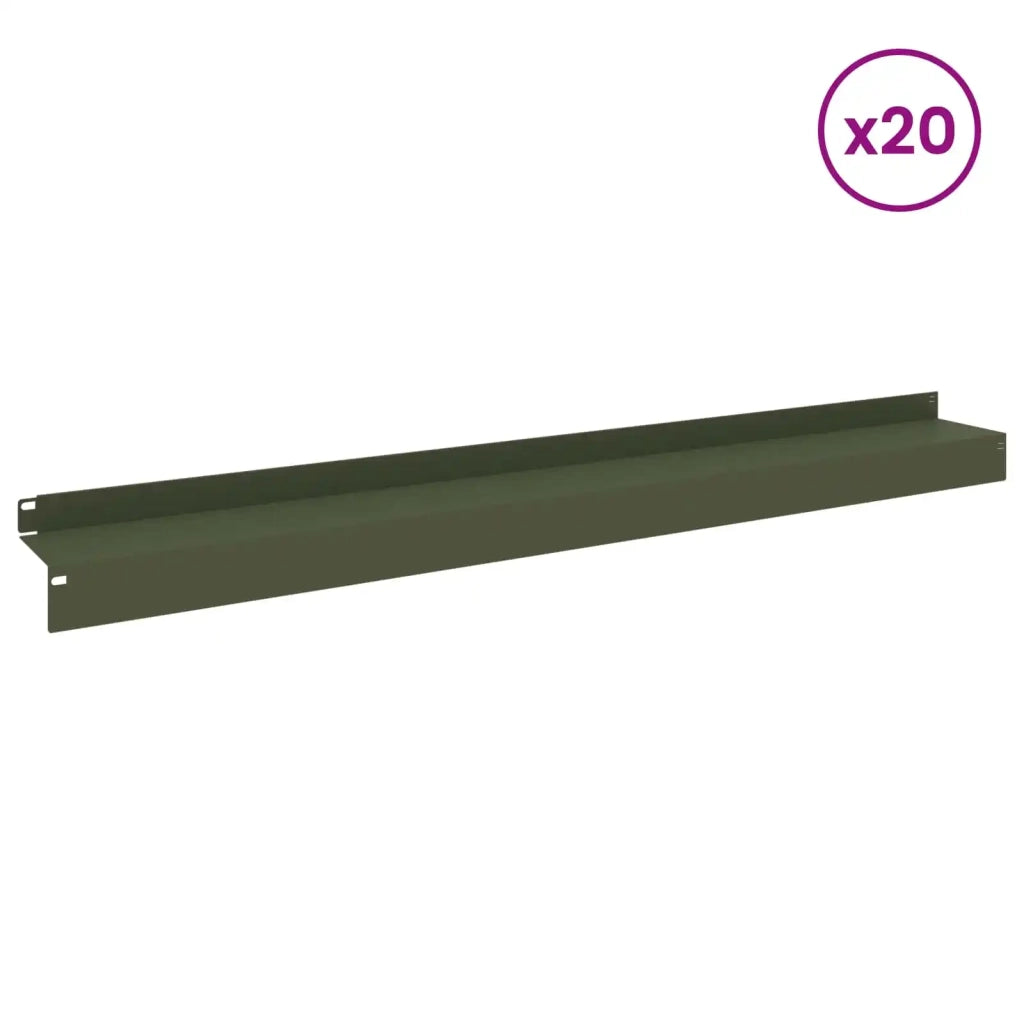 Bordura per Prato 20 pz 100 x 10 x 8 cm Acciaio Verde Oliva 8008878