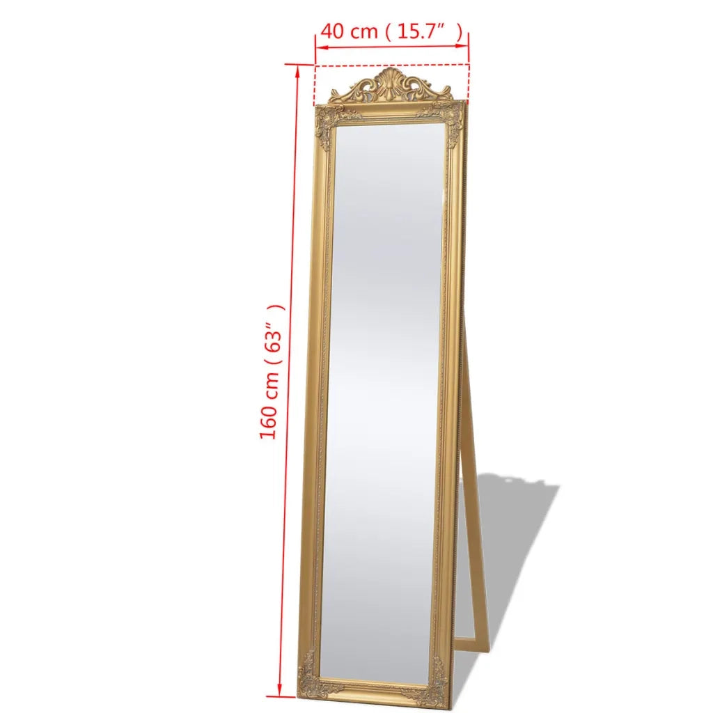 Specchio Autoportante Stile Barocco-Specchio Decorativo 160x40 cm Oro