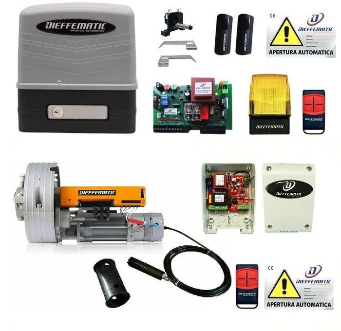 COMBO CANCELLO SCORREVOLE 600KG 230V + KIT MOTORE 180 KG PER SERRANDE AVVOLGIBILI