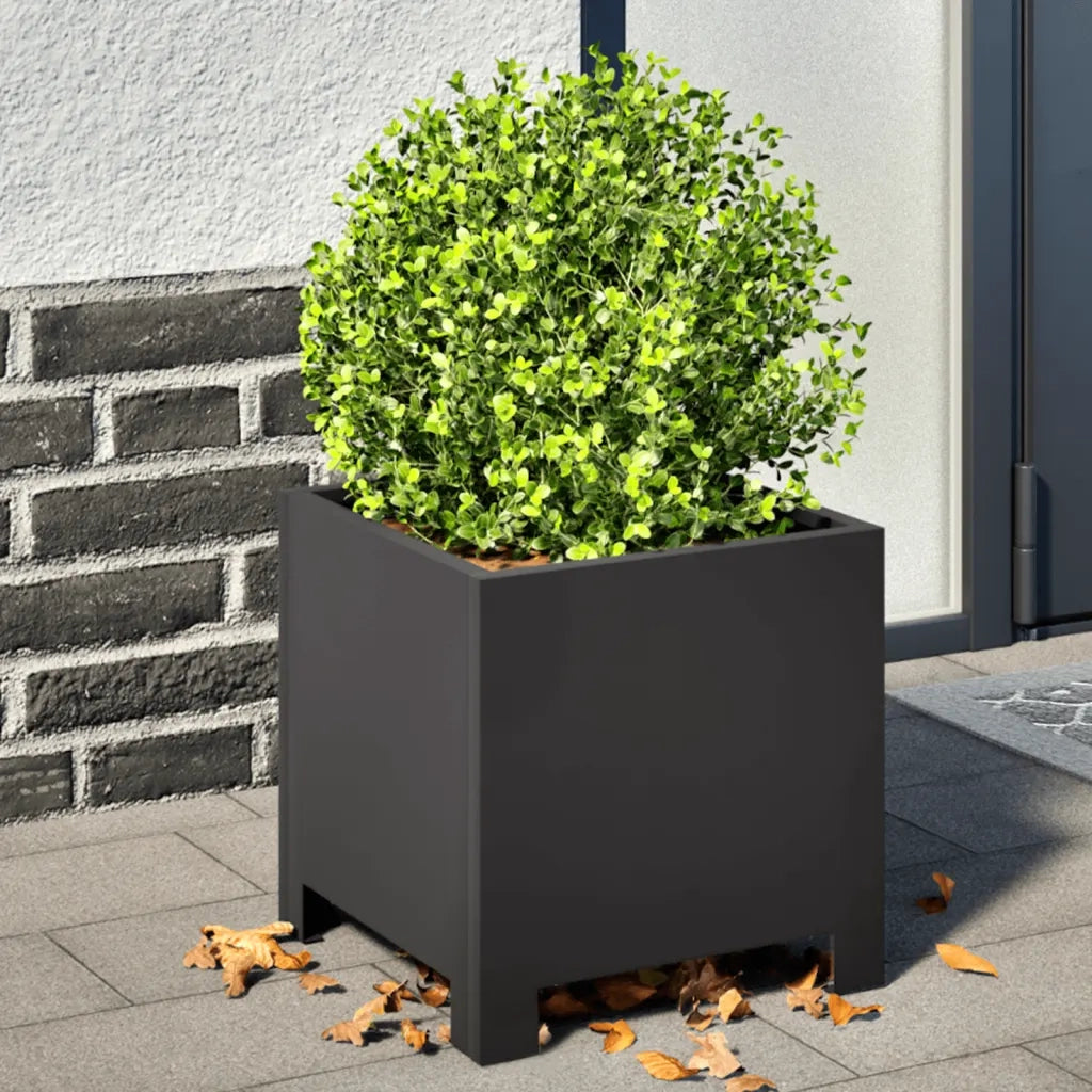 Fioriere da Giardino 2 pz Nere 30x30x30 cm in Acciaio