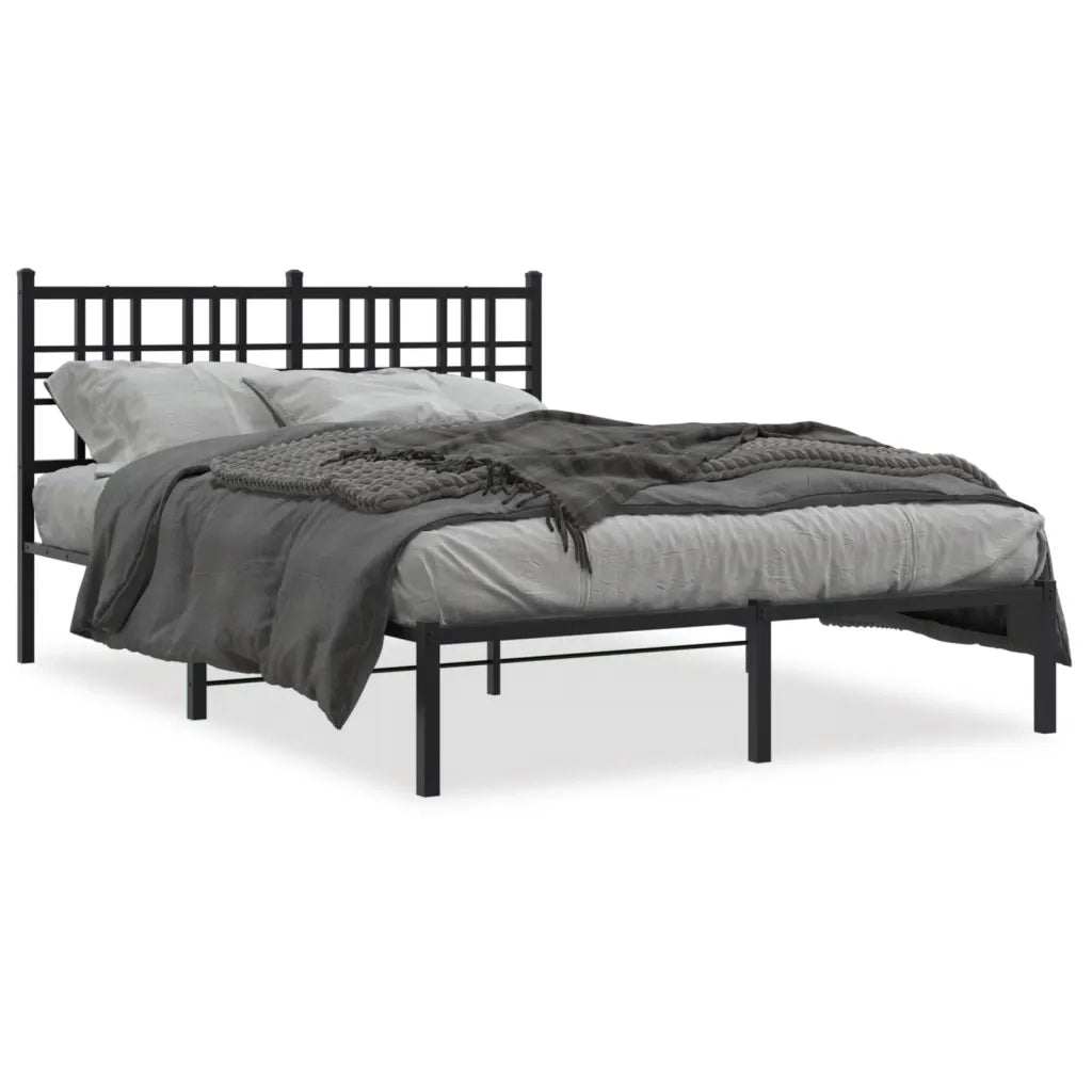 Giroletto con Testiera-Struttura Letto con testiera in Metallo Nero 140x190 cm 113917