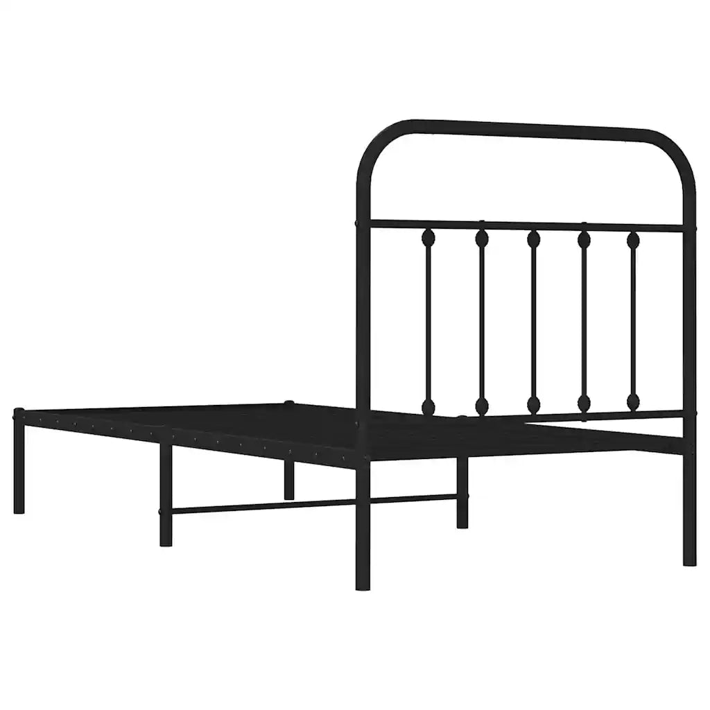 Giroletto con Testiera in Metallo Nero 90x200 cm 352571