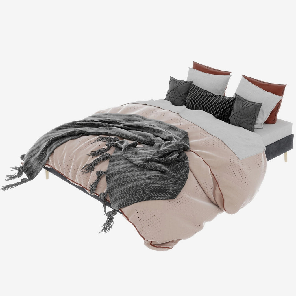 Letto per adulti 160 × 200 cm con struttura stabile, senza materasso, in tessuto e metallo, grigio
