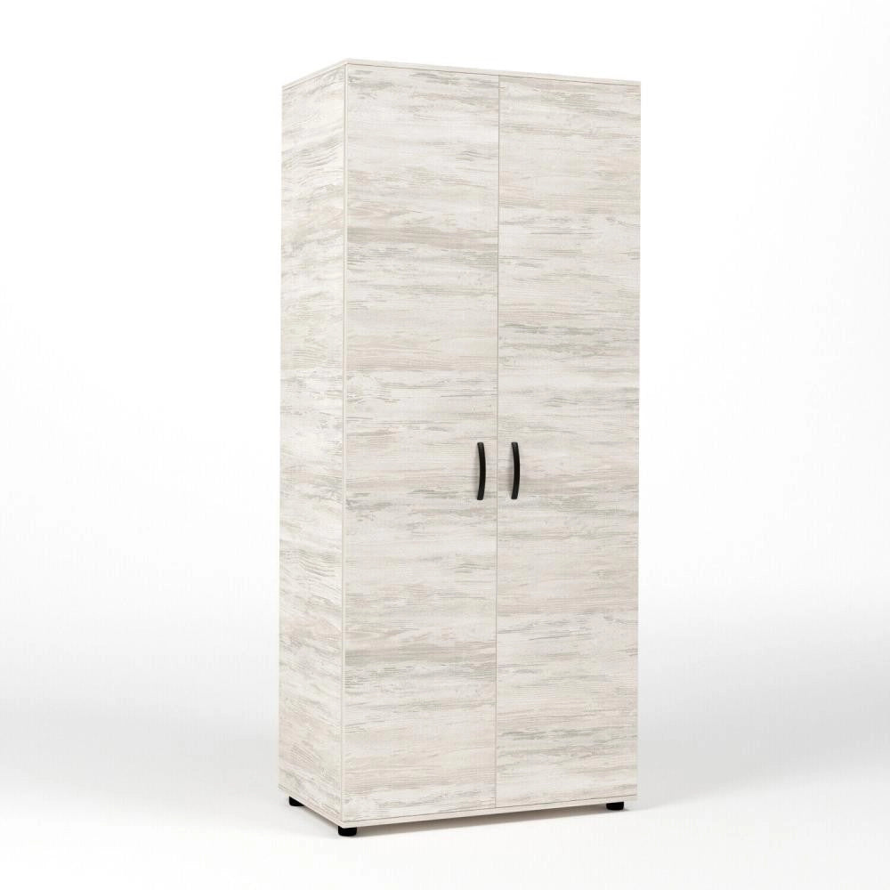Kit Armadio Moderno in Legno 2 Ante Ripiano Fisso e Asta cm 80x52x205h