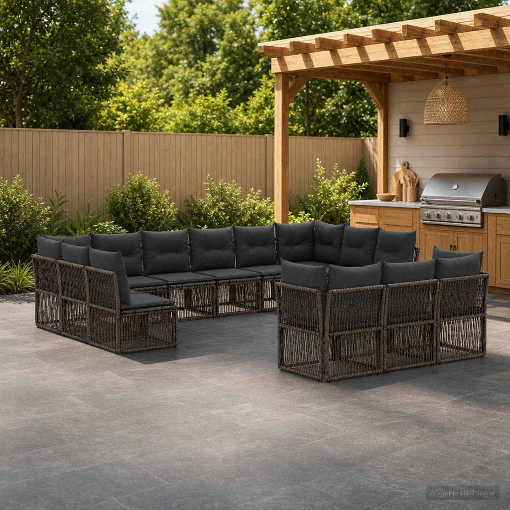 Set Divano da Giardino 13 pz Grigio polyrattan 3434405
