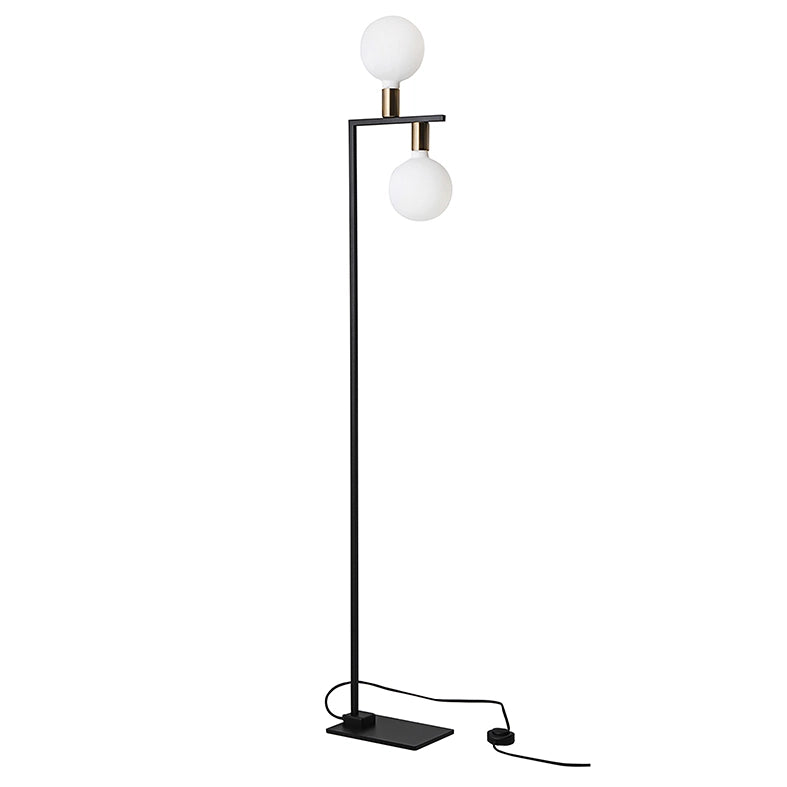 TWIN Piantana da terra design moderno in metallo, colore Nero e Ottone satinato, attacco E27, IP20, 75W - Rossini Group