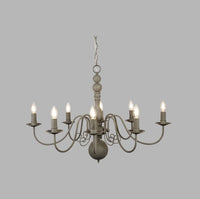 Lampadario Contemporaneo Greythorne Acciaio Grigio 8 Luci E14