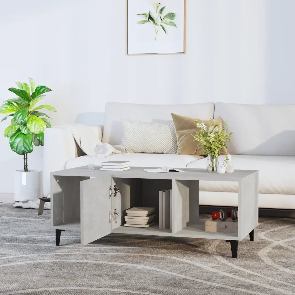 Tavolino salotto | Tavolino da caff¨¨ | Tavolino da Soggiorno Grigio Cemento 102x50x40 cm Legno Multistrato