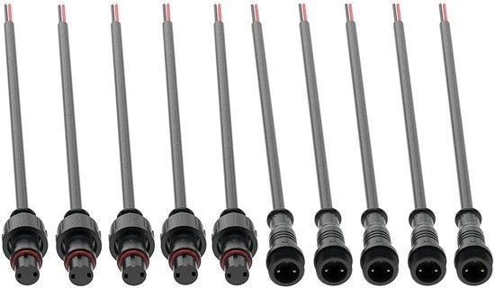 Cavi elettrici impermeabili - 5 paia di connettori 2 pin maschio-femmina LED con connettore IP65 con cavo estensibile 18 AWG 20 cm per illuminazione LED a striscia