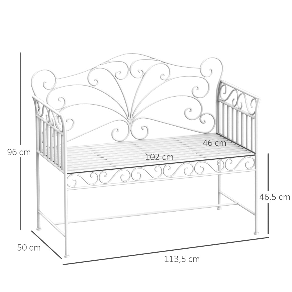 Panchina da Giardino 2 Posti ¨C zephmum ¨C Bianco 111x50x98 cm
