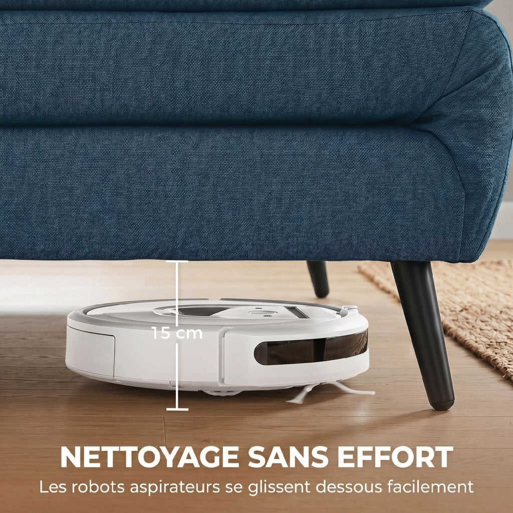 Divano Letto Clic-Clac 2 Posti ¨C Xylo ¨C Blu con Schienale Regolabile e Cuscino