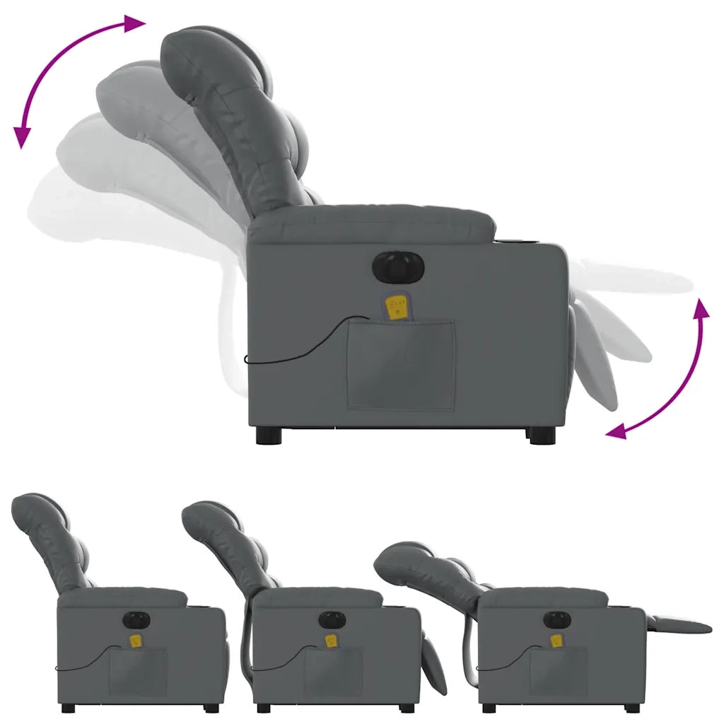 Poltrona Alzapersona Elettrica Reclinabile Grigio in Similpelle 3206623