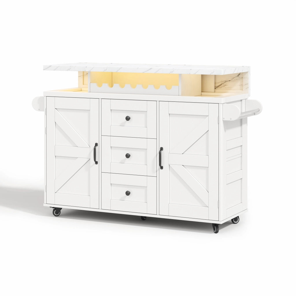 Isola Cucina Mobile con Piano Pieghevole ¨C MINIMAL ¨C Legno, 120x60x93 cm